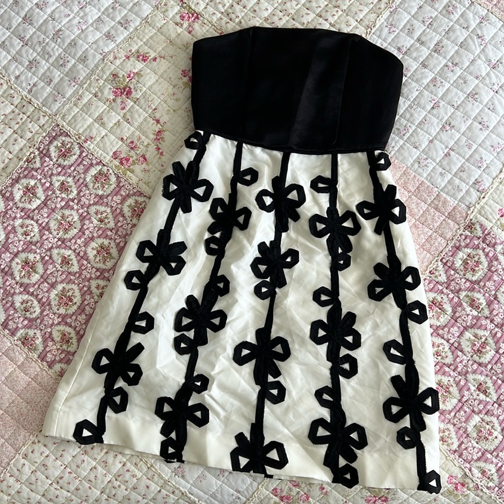 Lilly Pulitzer | Sienna Dress Ribbon Embroidery | Strapless Black & White Dress